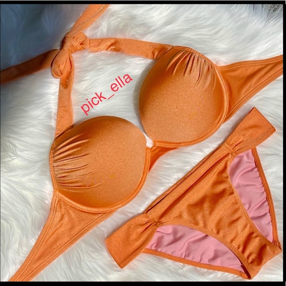 34D Vs Victoria’s Secret Bombshell Miraculous Adds-2 Cups bikini Swim Orange 2pc